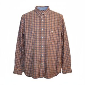 Chaps Men's XL Orange Blue Plaid Button-Up Shirt